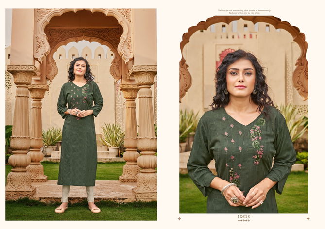 Gravity By kajree Rayon Embroidery Kurtis Catalog
